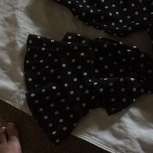 Ladies ruffle sleeve black and white polka dot top